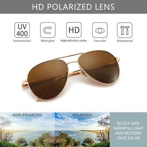 Miniatura 3 de SUNGAIT Women's Lightweight Oversized Aviator Sunglasses - Mirrored Polarized Lens