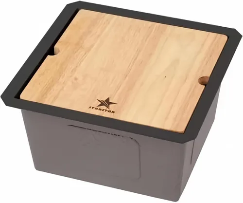 STARSTAR Workstation Ledge - Fregadero de cocina de acero inoxidable 304 con rejilla, tabla de cortar, colador con cesta (15 x 15 x 8 pulgadas,