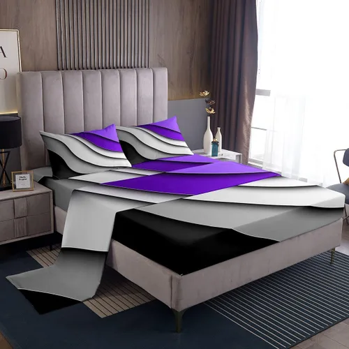 Miniatura 26 de Feelyou Juego de sábanas decorativas con ombre abstracto para niños y adolescentes, juego de sábanas rojas y negras de moda para dormitorio de niñas