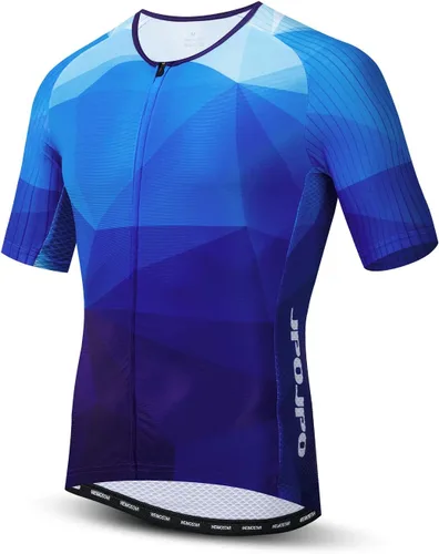 JPOJPO Maillot de ciclismo para hombre, camisetas de ciclismo S-3XL, poliéster, cremallera reflectante, 4 bolsillos