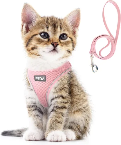 Miniatura 10 de Juego de arnés y correa Fida para gatos y cachorros para caminar, a prueba de escapes, arnés para gatitos con malla transpirable liviana y suave
