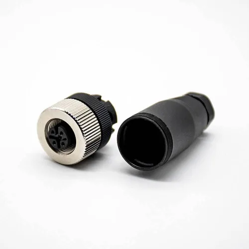 Miniatura 4 de Elecbee Conector de cable M12 Circular Impermeable Enchufe de Aviación Terminación de Tornillo Instalable en Campo Desapantallamiento Recto