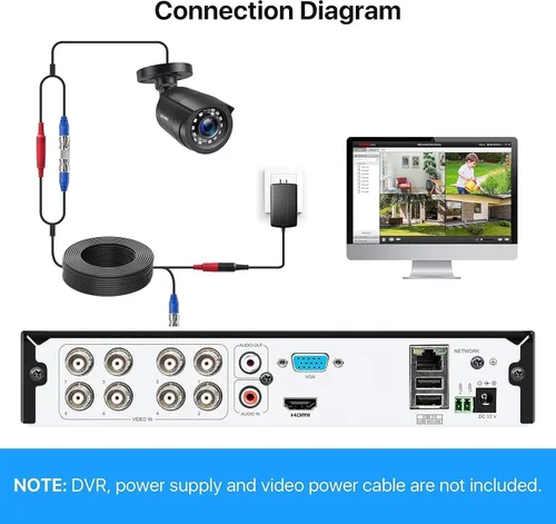 Miniatura 7 de ZOSI Paquete de 2 cámaras de seguridad HD 1080P con audio, cámara de vigilancia doméstica de 2 MP para interiores y exteriores, visión nocturna IR