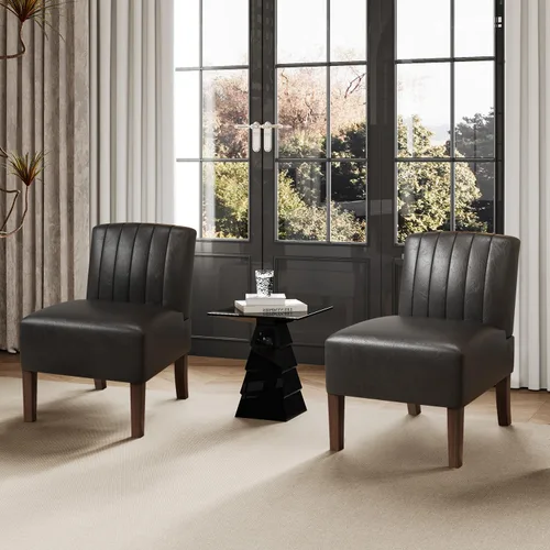 Miniatura 9 de VIRRMO Sillas de Acento sin Brazos para Sala de Estar, Silla Slipper Moderna Sillas de Sala de Estar con Patas de Madera Sólida, Silla de Tocador