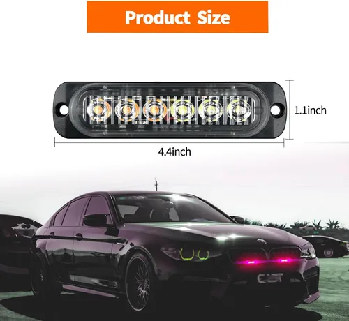 Miniatura 2 de jeseny Paquete de 1 barra de luz LED, 4.4 x 1.1 pulgadas, 12-24 V, impermeable, luz de advertencia de alta luz para automóvil, 12 W, 6 cuentas