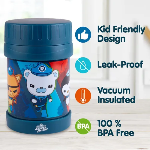 Miniatura 2 de Octonauts Above & Beyond - Tarro de alimentos de acero inoxidable de 13 onzas para niños, con aislamiento al vacío de doble pared azul, a prueba