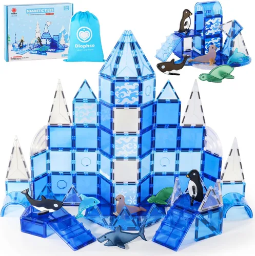 Azulejos Magnéticos de Animales Árticos para Niños de 4-8 Años, Set de Construcción Magnética de Acuario con 6 Animales Marinos, Bloques Magnéticos