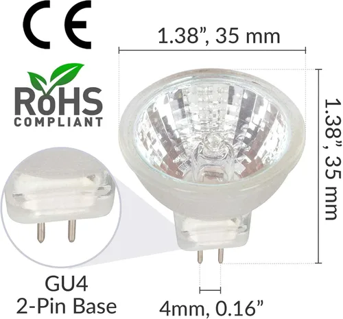 Miniatura 3 de Simba Lighting MR11 - Bombillas halógenas de 20 W 12 V FTD (paquete de 10) 2 pines 220 lm para paisaje, acento, luces de pista y fibra óptica, base