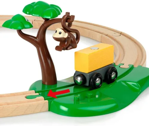 Miniatura 3 de BRIO World - 33720 Safari Railway Set - Juego de tren de juguete de madera imaginario para niños pequeños Juego creativo Compatible