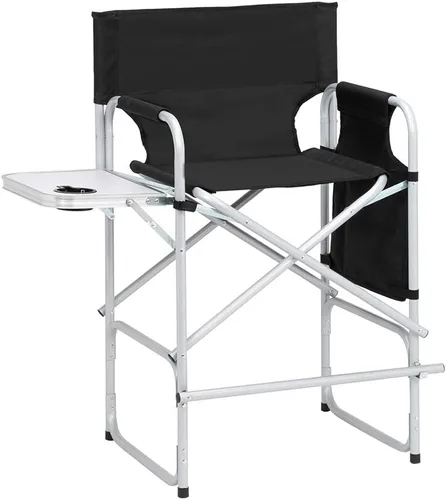 Vasitelan Silla plegable alta para directores con bolsa de almacenamiento para mesa auxiliar, altura de barra portátil para maquilladores, marco de