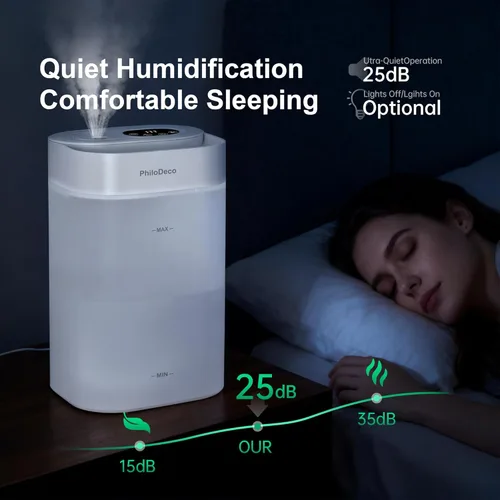 Miniatura 6 de PHILODECO Humidificador de niebla fría de 4.5L para dormitorio, habitación del bebé y plantas – Ultrasónico, silencioso, con difusor de aroma, luz