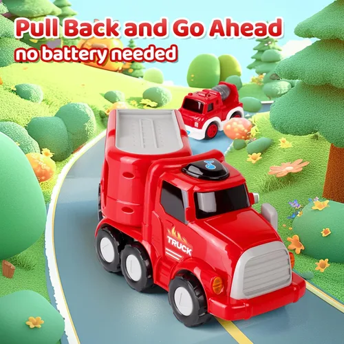 Miniatura 6 de MindPal Camión de Bomberos de Juguete para Niños Pequeños de 3 4 5 6 7 Años, Set de Vehículo Transportador de Camión de Bomberos 8-en-1 para Niños