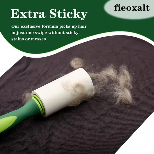 Miniatura 5 de Rodillos de pelusa para pelo de mascotas, 1 asa con 2 repuestos, 220 hojas para eliminar pelos de gatos y perros, polvo, pelusa en muebles, ropa