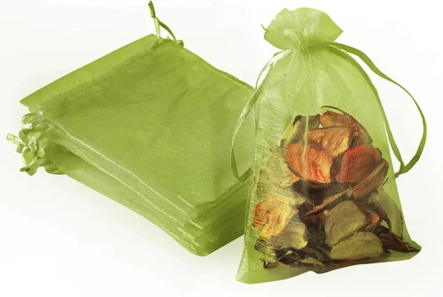 Miniatura 7 de 50 bolsas de organza de Navidad, 4 x 6 pulgadas, pequeñas bolsas de regalo de Navidad con cordón, bolsas de malla para regalo rojo (Red-christmas)