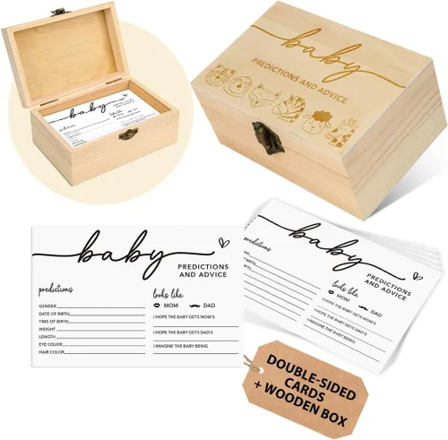 Caja de tarjetas de consejos y predicciones, 50 tarjetas de predicciones para bebés para nuevos padres, decoraciones de baby shower, consejos y