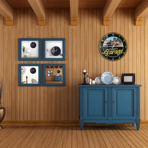 Miniatura 5 de Reloj de pared de garaje de 12 pulgadas con imagen personalizada con nombre, reloj de pared vintage para amantes de los autos, funciona