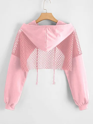 Miniatura 2 de SweatyRocks Sudadera casual de manga larga con corte frontal y corte en la parte delantera para mujer