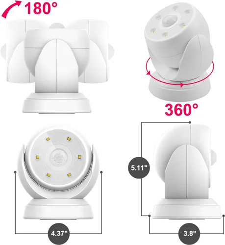 Miniatura 5 de HONWELL Luz con sensor de movimiento funciona con pilas, luz de seguridad inalámbrica para exteriores, luz de seguridad, sensor de luz de encendido
