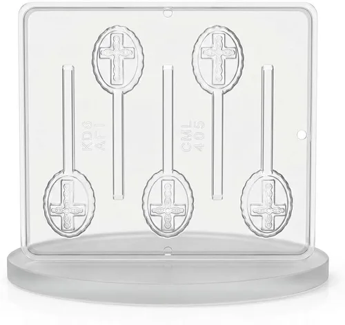 Miniatura 5 de Cruz en forma ovalada Lollipop Chocolate Candy Mold Religious 405