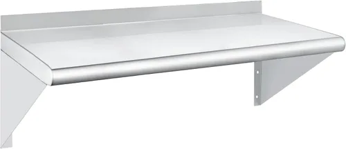 HARDURA Estante de acero inoxidable de 12 x 24 pulgadas, estantes comerciales de 210 libras, estantería de metal para montaje en pared con protector