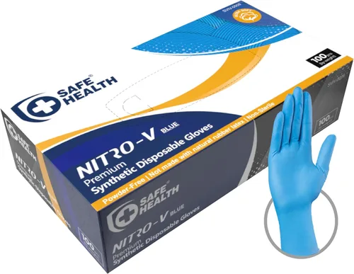 Safe Health NITRO-V Guantes sintéticos de nitrilo-vinilo desechables, sin látex, sin polvo, para limpieza, cocina, tatuajes, belleza