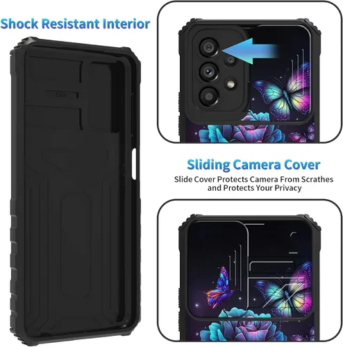 Miniatura 1087 de Funda para Samsung Galaxy S22 Ultra 5G, Galaxy S22 Ultra con cubierta de cámara deslizante, funda resistente de doble capa con función atril Black