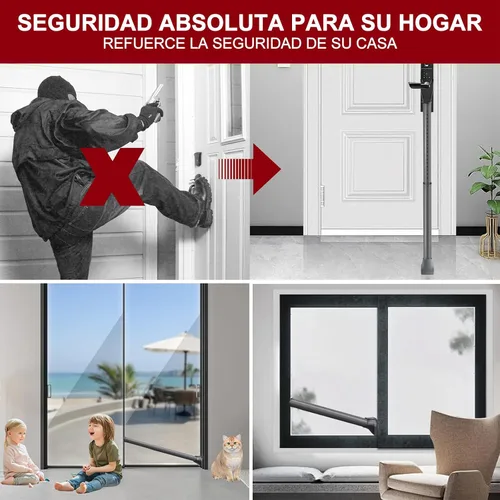 Miniatura 7 de AceMining Barra de seguridad para puerta mejorada y barra de patio deslizante, topes resistentes ajustables para el hogar, apartamento, viajes Gris