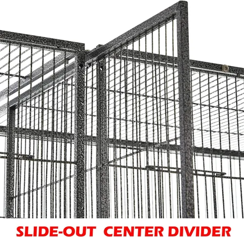 Miniatura 3 de Gran jaula doble con divisor central para pájaros, casa del árbol, jaula de vuelo para loros, rejilla para cría, comedero, puertas laterales