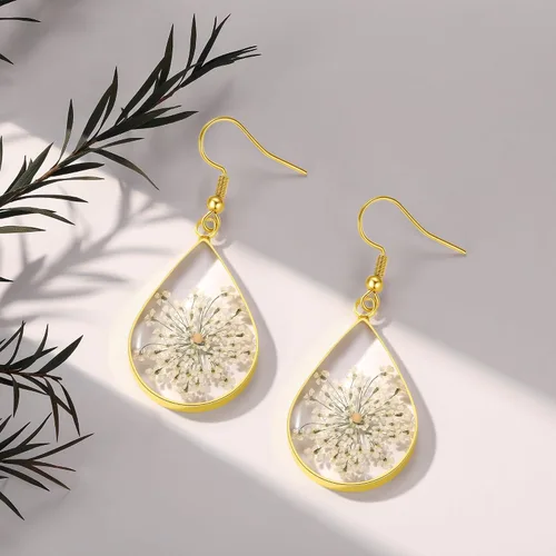 Miniatura 39 de Forget-Me-Not and Queen Anne's Lace Pressed Wildflower Earrings Pressed Flower Earrings Handmade Drop and Dangle Earrings Gift for Woman