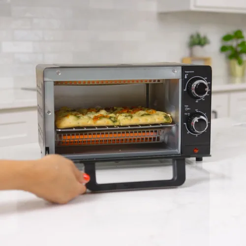Miniatura 2 de Total Chef - Horno tostador para tostadas, hornear, asar, pizza, tamaño compacto para cocina pequeña, electrodoméstico con temporizador, negro