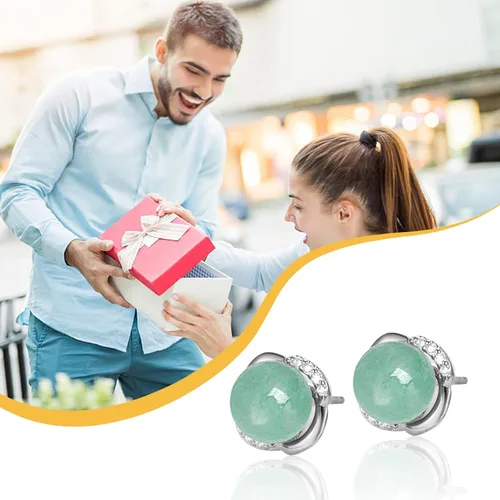 Miniatura 22 de Jade Earrings Studs,Green Jade Earrings for Women,925 Sterling Silver Earrings Studs for Sensitive Ears,Handmade Jade Earrings for Birthday