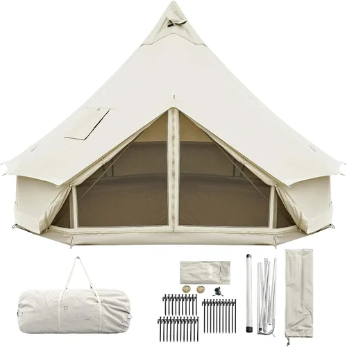 KingCamp Canvas Bell Yurt Tents, 4 Seasons Large Waterproof & Windproof Luxury Glamping Tent w/Stove Jack for Family Outdoor Camping, Hunting,
