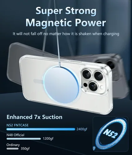 Miniatura 708 de FNTCASE Funda para iPhone 13 Pro-Max: Fundas magnéticas transparentes compatibles con Magsafe Slim anti amarillamiento protección contra caídas