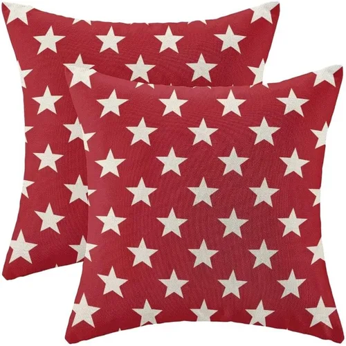 Miniatura 21 de Juego de 2 fundas de almohada decorativas para el 4 de julio, 16 x 16 pulgadas, diseño patriótico de estrellas azul marino del Día