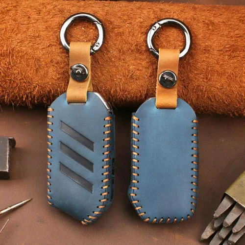 Miniatura 4 de ontto Funda de piel para llave Kia Stinger Smart Remote Protección completa, duradera con llavero azul (1 funda para llavero y 1 llavero), Azul