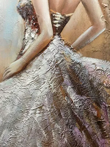 Miniatura 5 de Boiee Arte, 24 x 36 pulgadas, pintada a mano, niña en vestido de novia, lienzo, figuras abstractas, obras de arte de arte de pared acrílicas