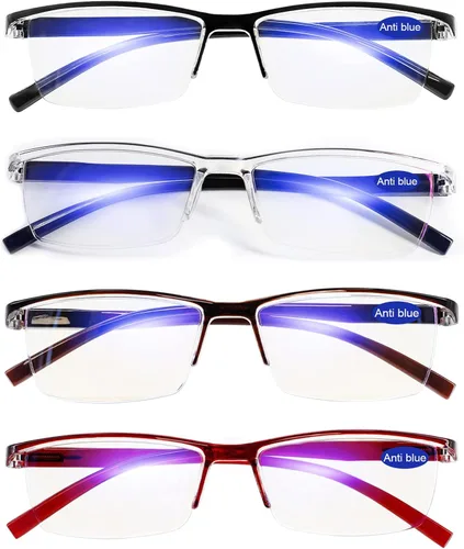 Miniatura 10 de Paquete de 4 lentes de lectura negros 1.0 para hombres y mujeres, con bloqueo de luz azul, lectores de computadora 1.0 1.25 1.5 1.75 2.0 2.25 2.5