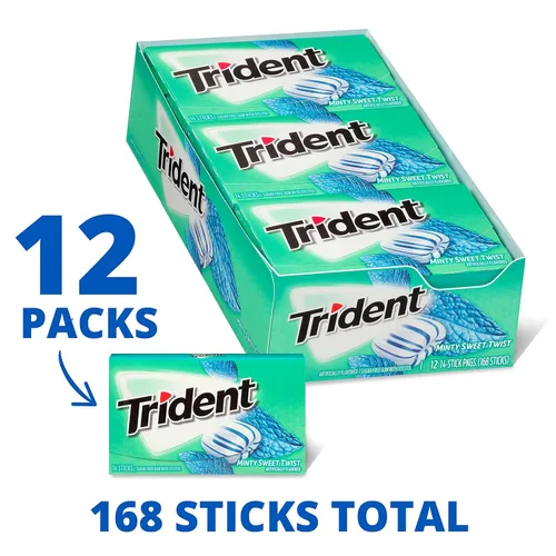 Miniatura 4 de Goma de mascar Trident Minty Sweet Twist sin azúcar, 12 paquetes de 14 piezas (168 piezas en total)