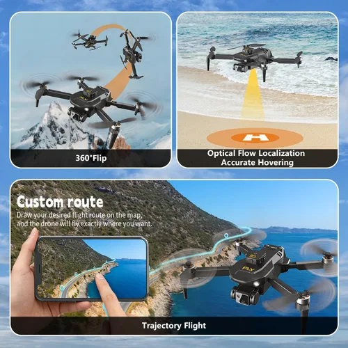 Miniatura 5 de Dron con cámara HD 1080P, cuadricóptero RC plegable con una tecla de despegue/tierra, control de gestos, evitación inteligente de obstáculos, 2