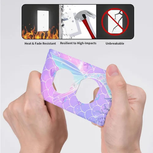 Miniatura 5 de 2 placas de pared de sirena para interruptor de luz, bonita cubierta decorativa de salida para niñas, niños, dormitorio, cocina, hogar, baño, sala