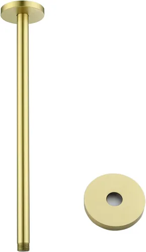 Miniatura 27 de Brazo de ducha montado en el techo de 4 pulgadas, extensión de cabezal de ducha negro mate con escudo único a juego, conexión estándar de 1/2