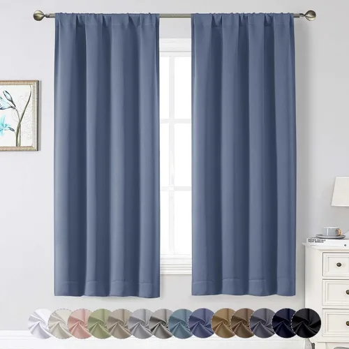 Miniatura 183 de Cortinas opacas para dormitorio, sala de estar, juego de 2 paneles de 54 pulgadas de largo, cortinas de oscurecimiento de habitación con aislamiento