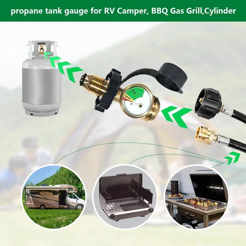 Miniatura 6 de Válvula de medidor de presión de gas de tanque de propano universal, indicador de nivel de tanque de propano Detector de fugas utilizado