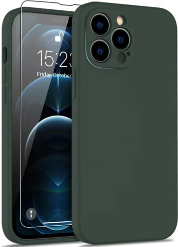 Miniatura 97 de DEENAKIN Funda de silicona compatible con iPhone 12 con protector de pantalla, mejora la protección de la cámara, funda protectora suave y flexible