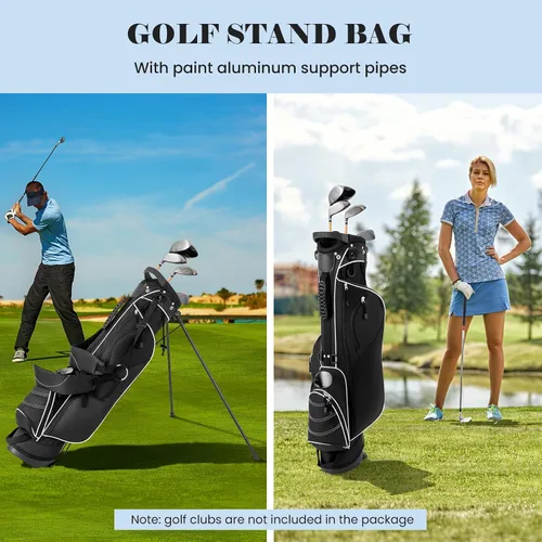 Miniatura 8 de Tangkula Bolsa de golf ligera y organizada, bolsa de hombro fácil de transportar con separadores de 4 vías y 4 bolsillos para almacenamiento Negro