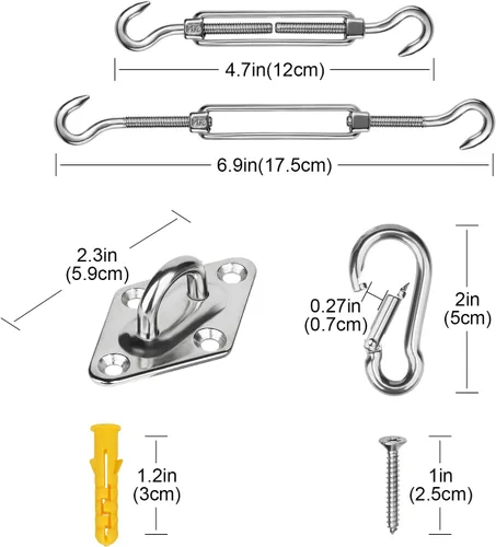 Miniatura 6 de Kit de accesorios para vela con cuerda de alambre de acero inoxidable 304 para cuadrado/rectangular/triángulo, kit de accesorios para toldo de vela