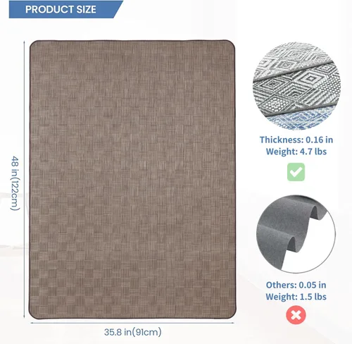 Miniatura 2 de Tapete para silla para suelo de madera dura y azulejos, 36" x 48" tapete resistente para silla de oficina para sillas con ruedas, antideslizante