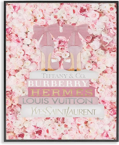 Miniatura 11 de Stupell Industries La moda rosa cura con libros glamorosos y detalles de rosas, diseño de Amanda Greenwood - Arte de pared enmarcado en blanco, 11 x