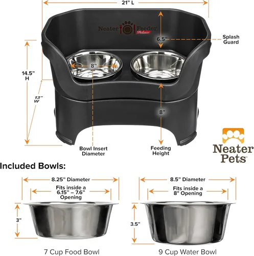 Miniatura 7 de Neater Pet Brands Neater Feeder Deluxe Cuencos para perros a prueba de derrames elevados para perros grandes de más de 40 libras, fabricado en EE.