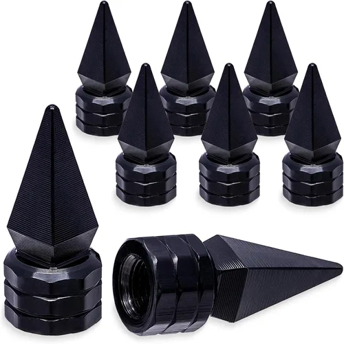 Miniatura 22 de 4 piezas de tapas de válvula de rueda con forma de punta, válvula de rueda de aleación de aluminio con punta, tapas de aire universales a prueba